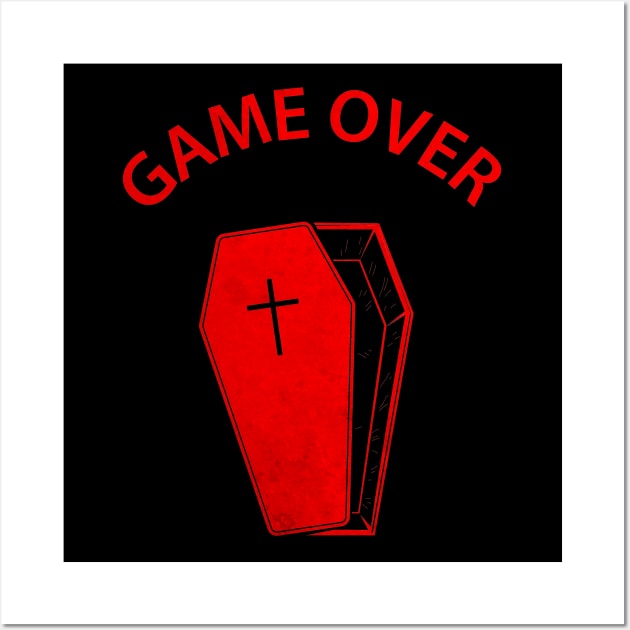 Goth Coffin Game Over Creepy Halloween Aesthetic Wall Art by Alex21